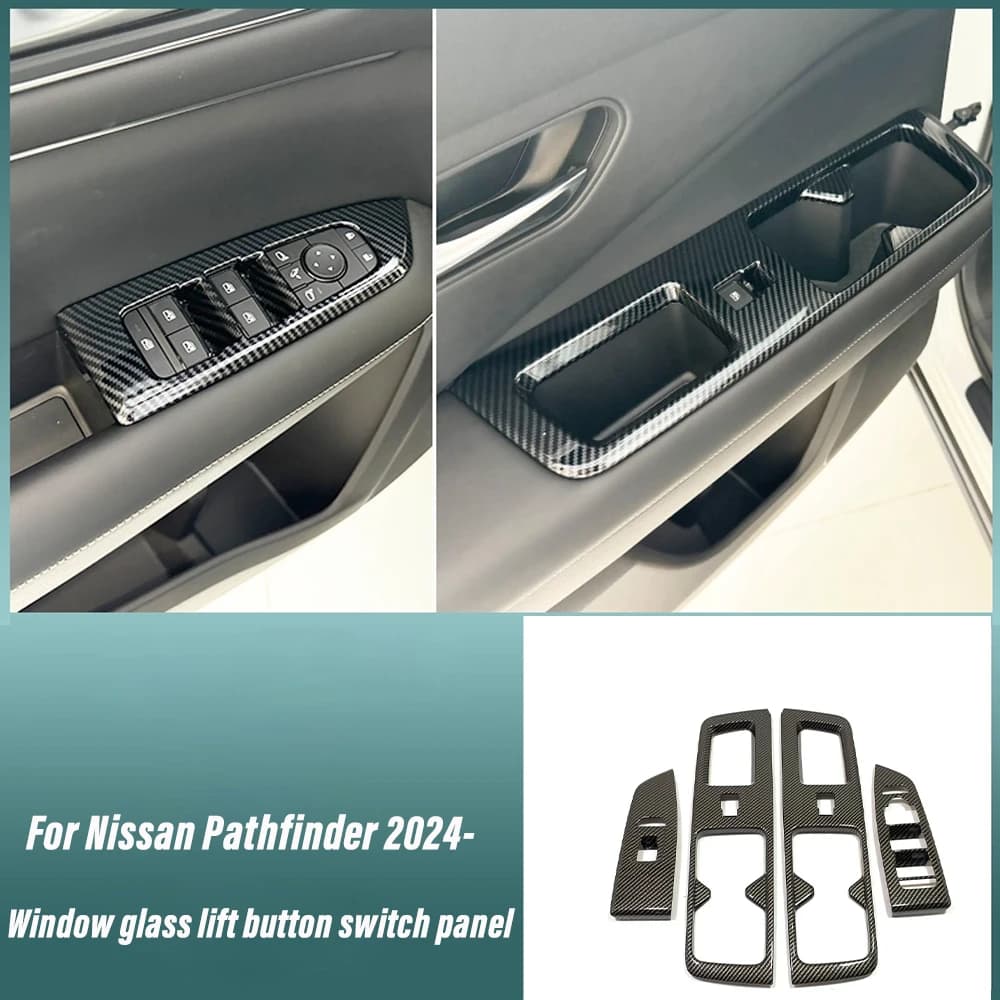 For Nissan Pathfinder 2024 2025 Car Window Button Protect Panel Auto Water Cup Frame Styling Door Handle Trim Interior Stickers