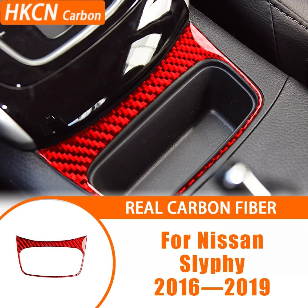 Carbon Fiber Center Console Storage Box Panel Car Interior Accessories Cover Trim Modified Sticker For Nissan Slyphy 2016—2019