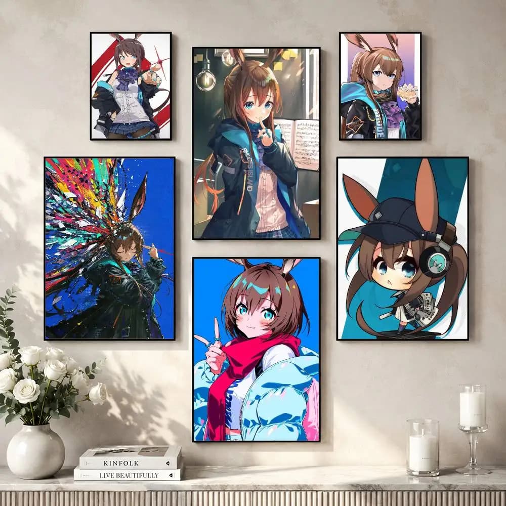 A-Amiya Game Fan Art Graphic Poster HD Self Adhesive Waterproof Wall Art Ideal for Home Office Dorm Gift