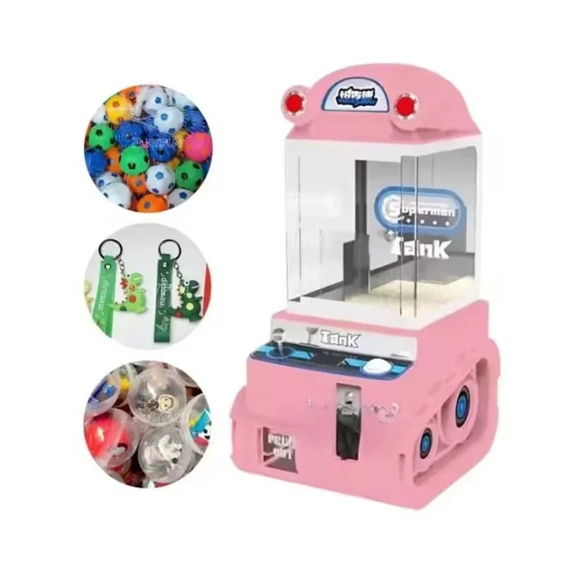 Cheap Coin Operation Colored Plastic Toys Candy Super Tank Toys Gift Doll Grab Giant Crane Mini Claw Machine Toy