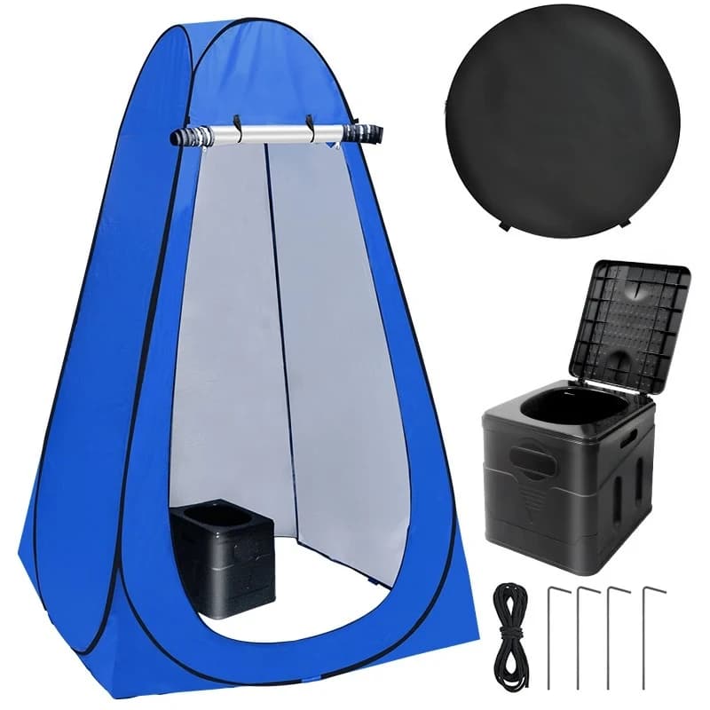 Portable Toilet with Pop Up Privacy Tent Camping Shower Tent Changing Room for Hiking Beach Picnic Folding Toilet Kit