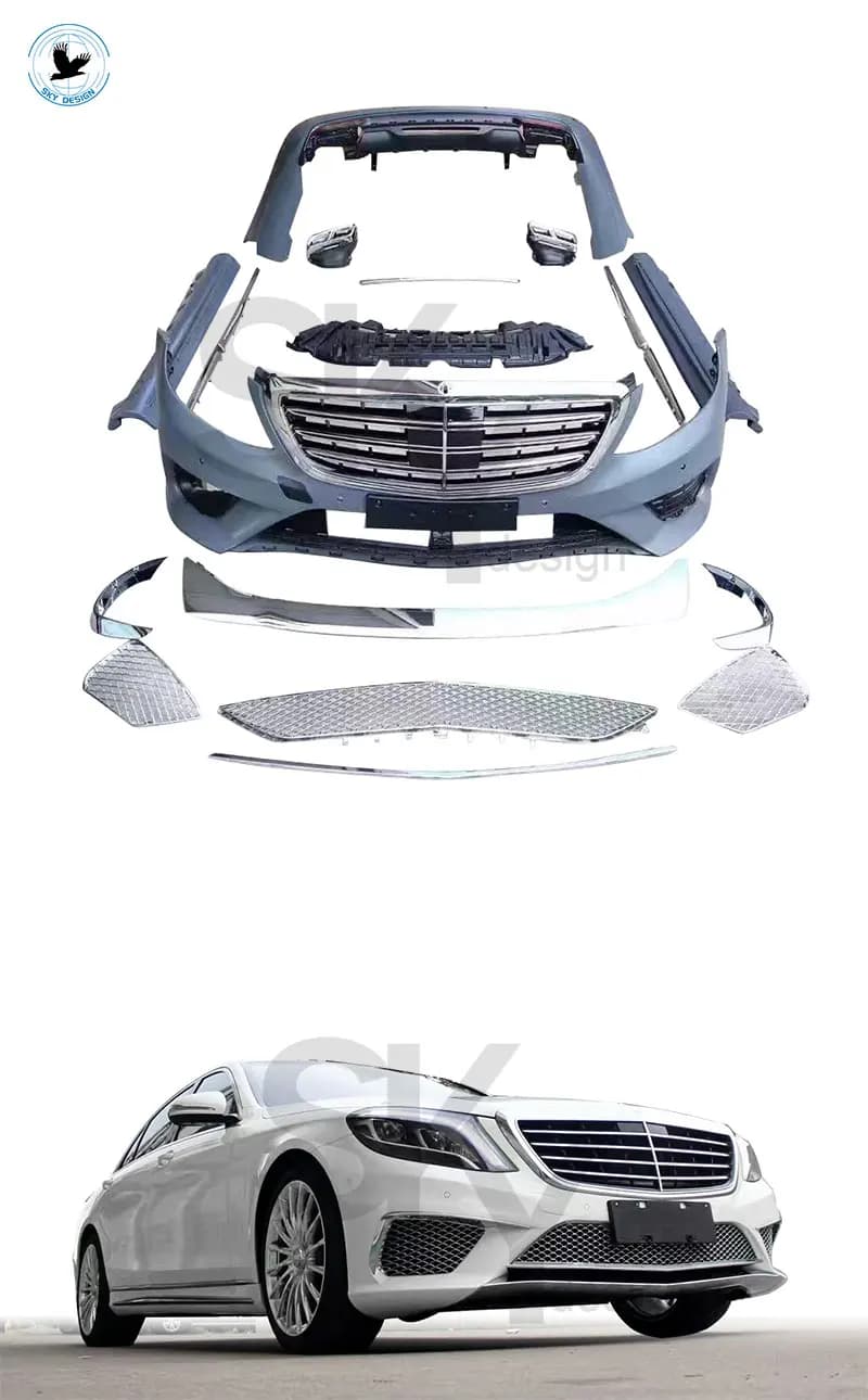 S65 Body Kit for S Class W222 S350 S400 S500 Car Front Bumper Rear Bumper Side Skirts Main Grille Exhaust Tip