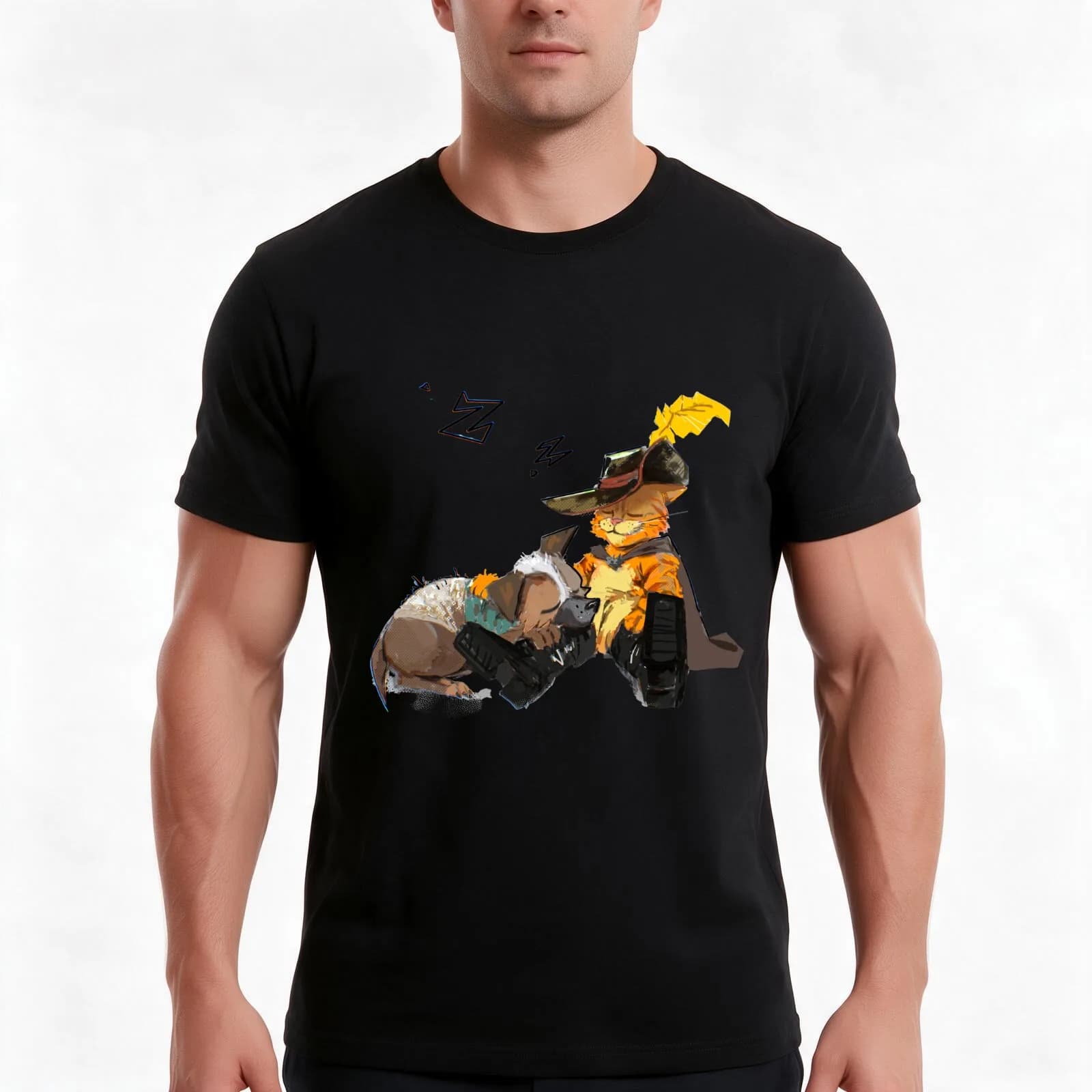 Perrito Puss In Boots 2: The Last Wish T-Shirt, Summer Casual Cotton Tee, Oversized Streetwear Tops, Vintage Graphic Print