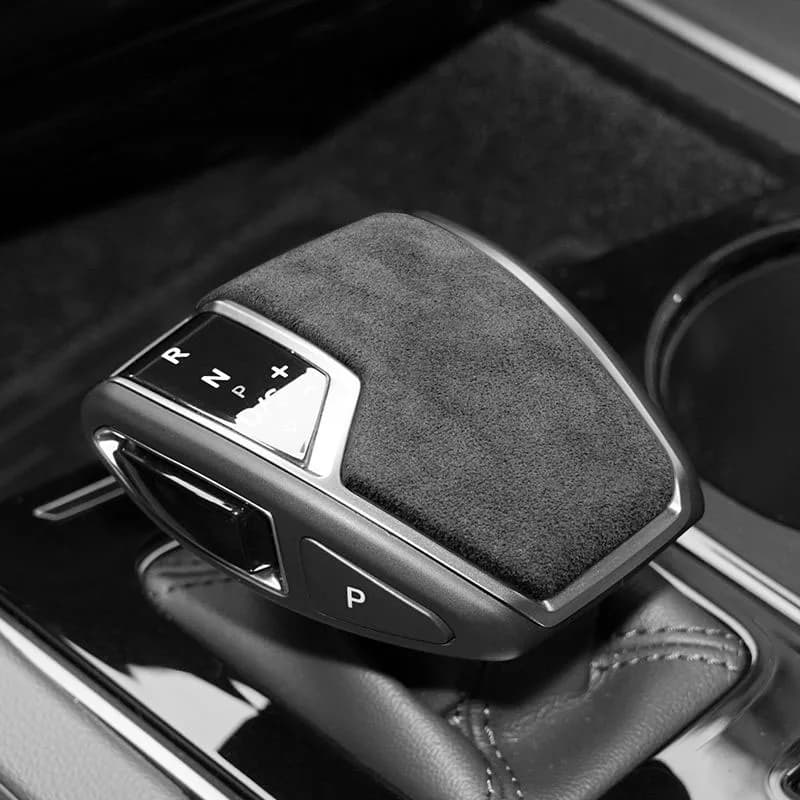 Suede Leather Protector Gear Shift Knob Cover Lever Stick Head Car Accessories For Volkswagen LHD Touareg 2019-2024