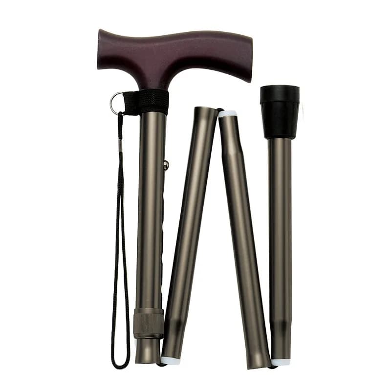 Elderly crutches telescopic foldable solid wood mountaineering poles for elderly rehabilitation aluminum alloy non-slip crutches