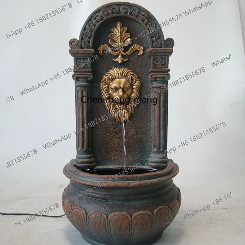 Bronze old lion head indoor and outdoor retro wall-mounted running water fountain ornament