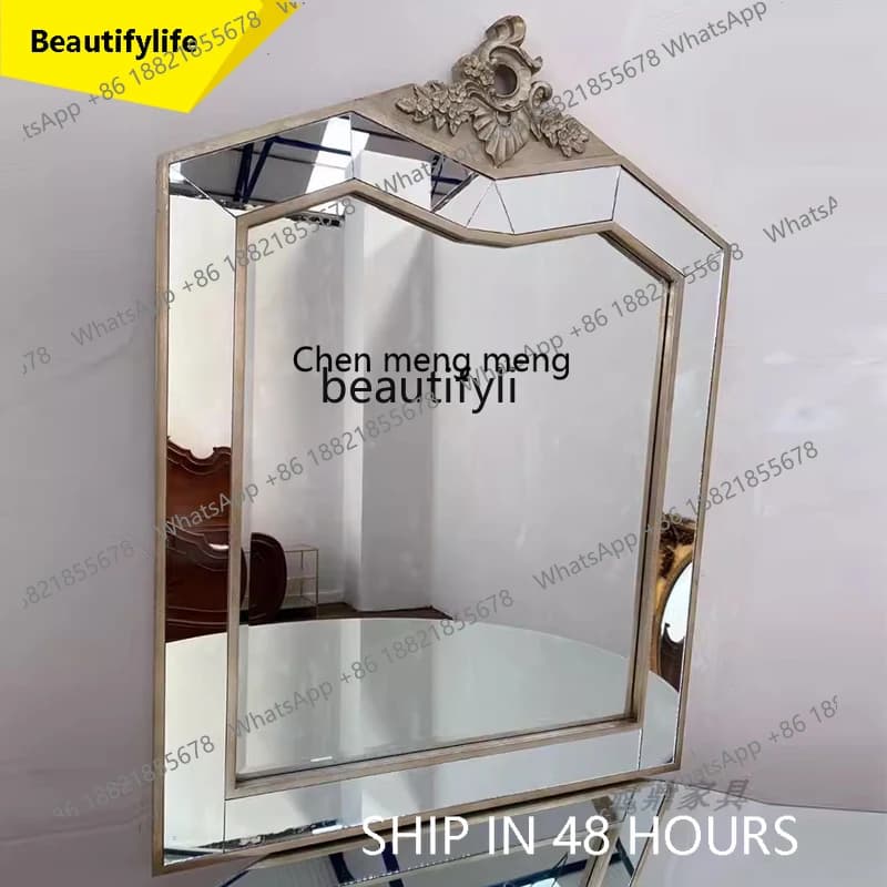 2003American Retro Wall-Mounted Bathroom Mirror Bedroom Vanity Mirror Fireplace Decorative Mirror