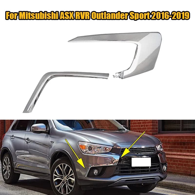 For Mitsubishi ASX RVR Outlander Sport 2016-2019 Front Bumper Trim Lower Chrome Strip Fog Light Cover Accessories Car Styling