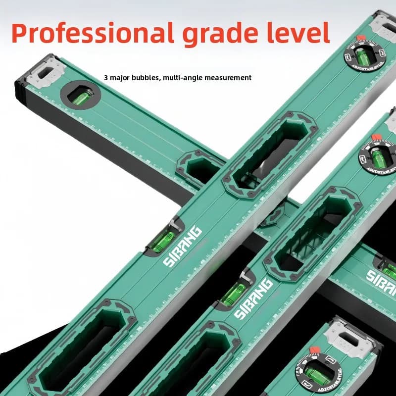 High Precision Strong Magnetic Level Ruler, Anti Drop Small Aluminum Alloy Portable, 3 Large Water Bubbles, Multi Angle Measurem