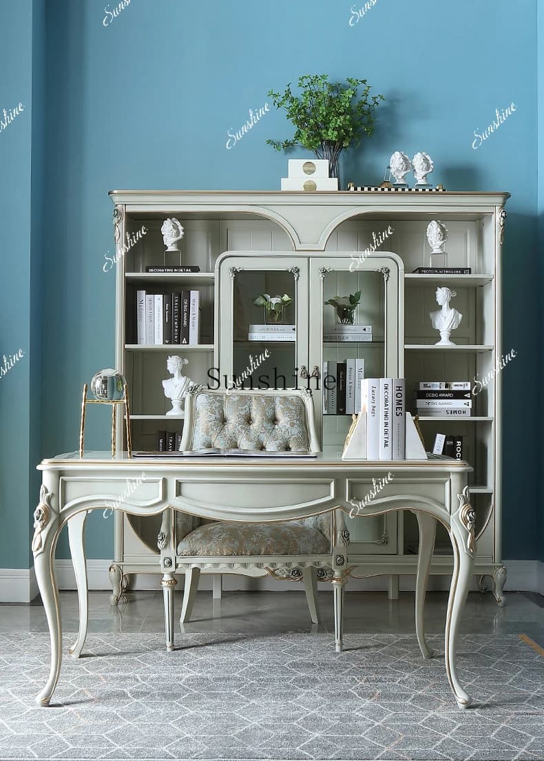 French light luxury study all solid wood calligraphy/computer/boss desk EF3  FT