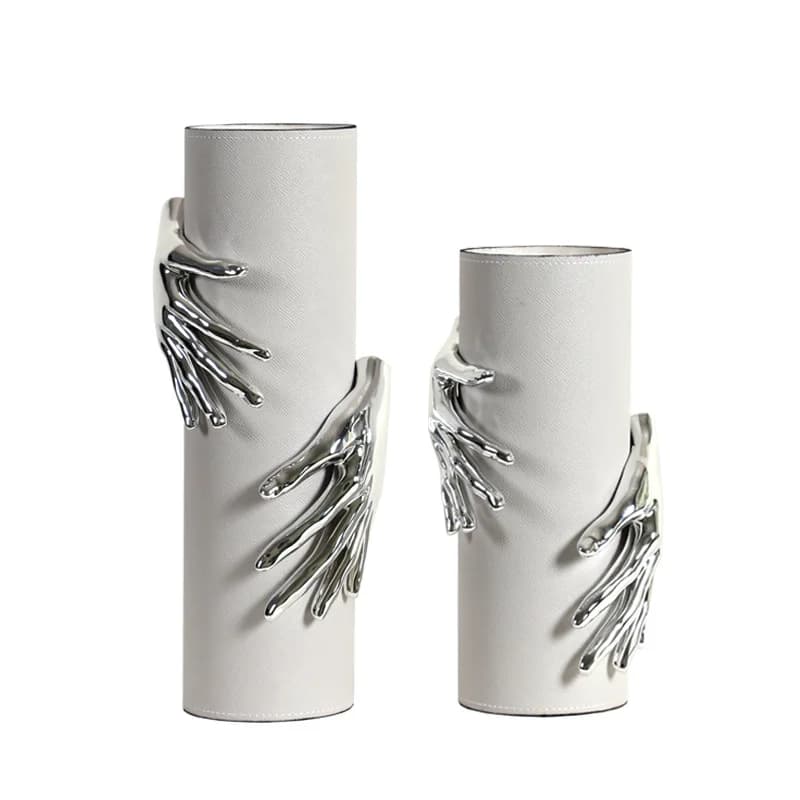 CX Modern Simple Light Luxury High-end Hug Vase Gesture Palm Leather Vase Ornament