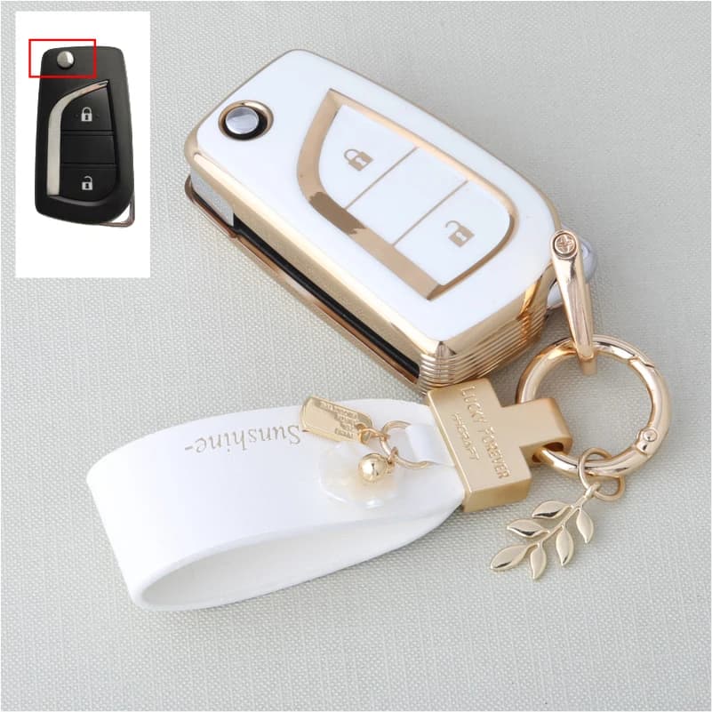2/3 Button Soft TPU Car Key Cover Case Auto Shell Holder Protector Fob for Toyota Aygo Yaris Highlander Camry RAV4 Keychain