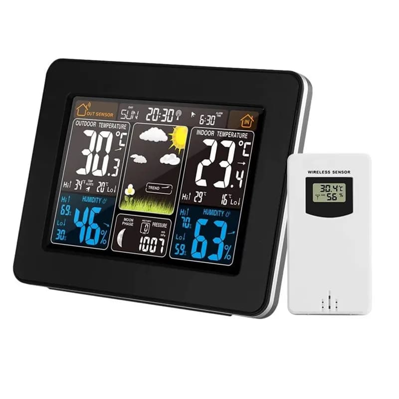 3365 Weather Clock Color Screen Weather Forecast Clock Wireless Temperature Humidity Meter RF Wireless Electronic Alarm Clock