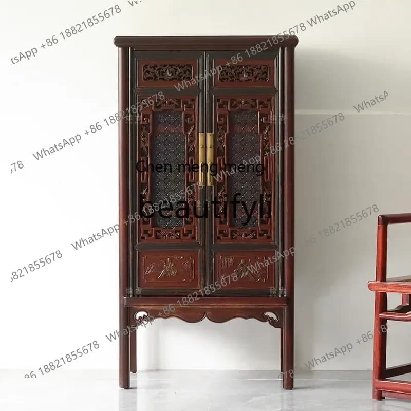 zqxOld door panel carved locker retro porch decorative cabinet medieval classical tea cabinet solid wood