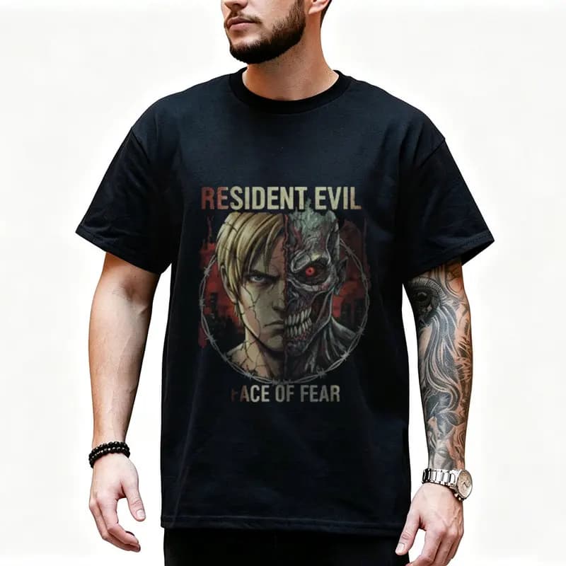 Vintage Resident Evil Nemesis Unisex T‑Shirt Biohazard Survival Horror Game Graphic Print Tee Retro Dark Gamer Streetwear Tops