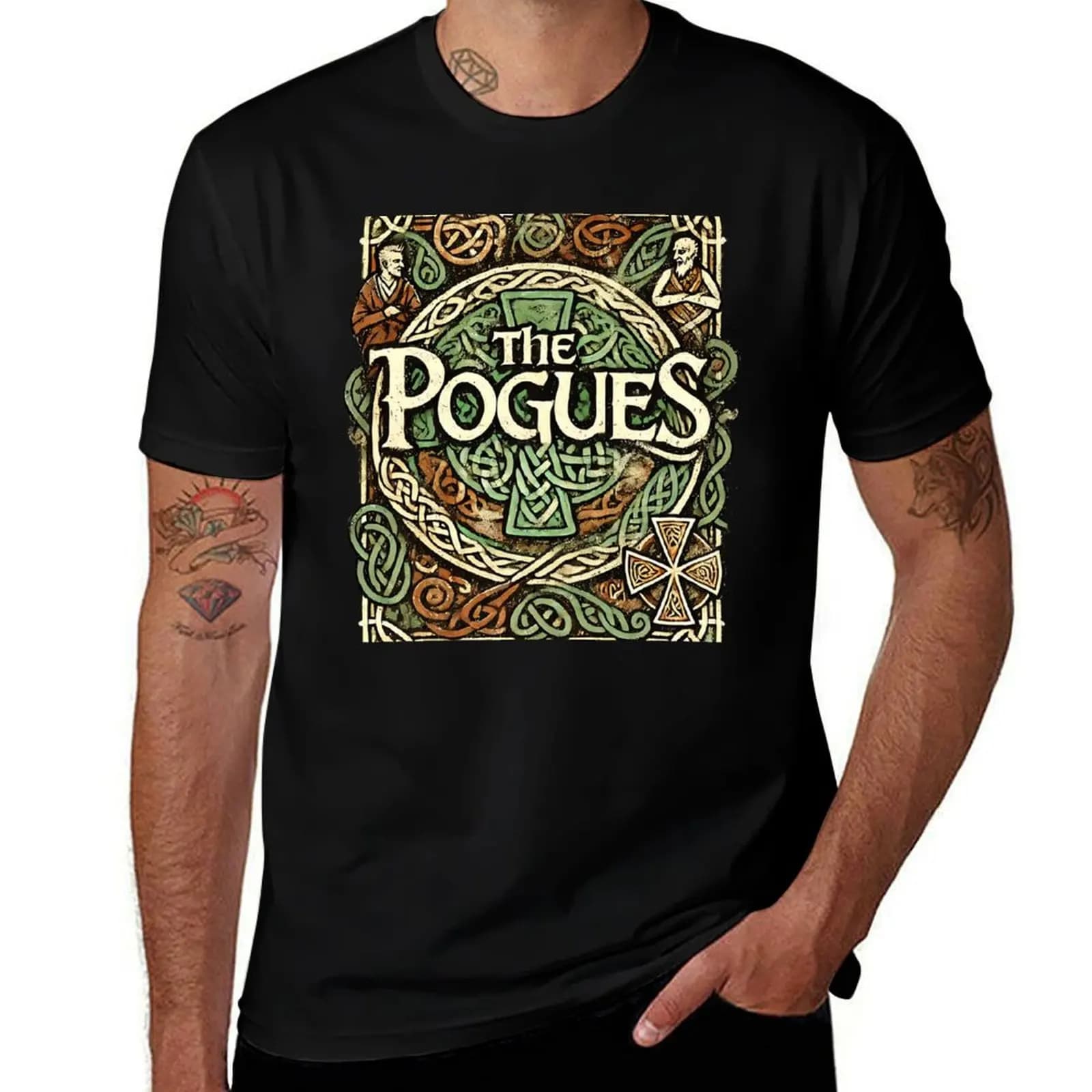 The Pogues - Celtic Revival Style T-Shirt Abstract Pattern Print Top T-Shirt