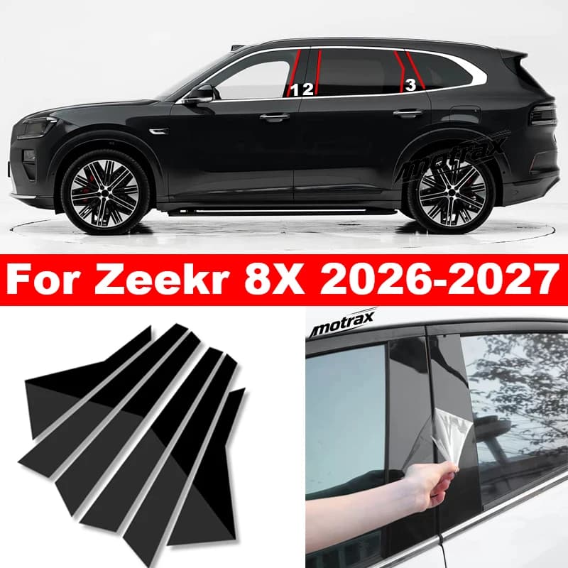 For Zeekr 8X 2025 2026 Car Door Middle Window Column B C Pillar Post Cover Trim PC Sticker Accessories Protection Cover
