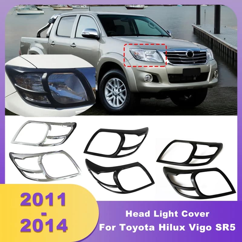 Car ABS Chrome Head Light Cover Headlight Covers Lamp Hood For Toyota Hilux Vigo SR5 2012 2013 2014 Pick Up Exterior Parts