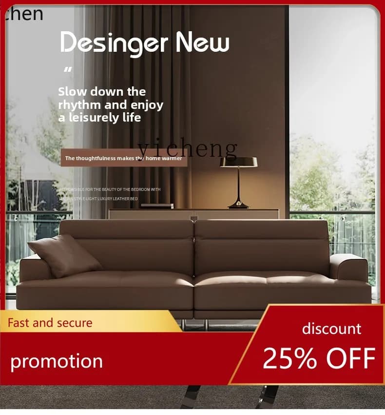 ZML Top Layer Cowhide Genuine Leather Sofa Full Leather Minimalist Sofa