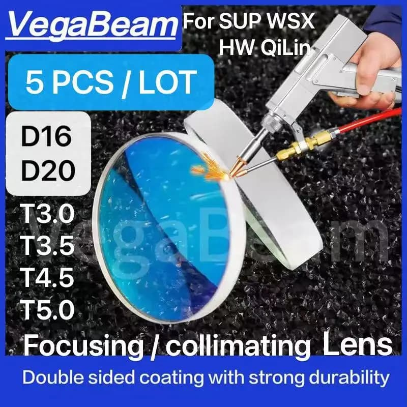5 PCS VegaBeam Laser Welding Focusing Lens d20x4.5 F150 Lens & d20x3.5 F150 F200 F600 & D16 T3.0 T3.5 T4.5 T5.0 For SUP Welding
