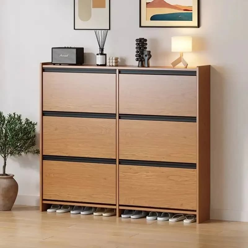 Vintage Luxury Shoe Cabinet Large Capacity Black Space Saving Storage Fashion Shoe Rack Design Wooden Sapateira Room Decorations