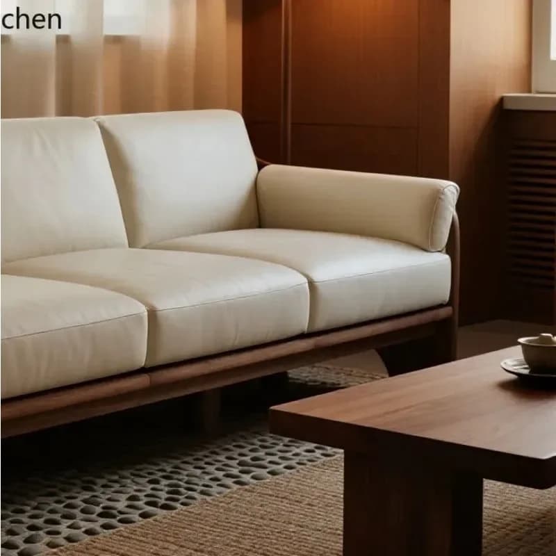DSA  Medieval Style Solid Wood Platform Sofa Set, Simple Modern Home Furniture For Small Living Rooms, Natural Wood Sofa