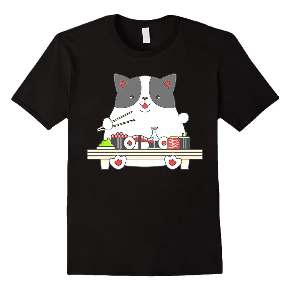 Funny Sushi Cat T-Shirt. Summer Cotton Short Sleeve O-Neck Mens T Shirt New S-3XL