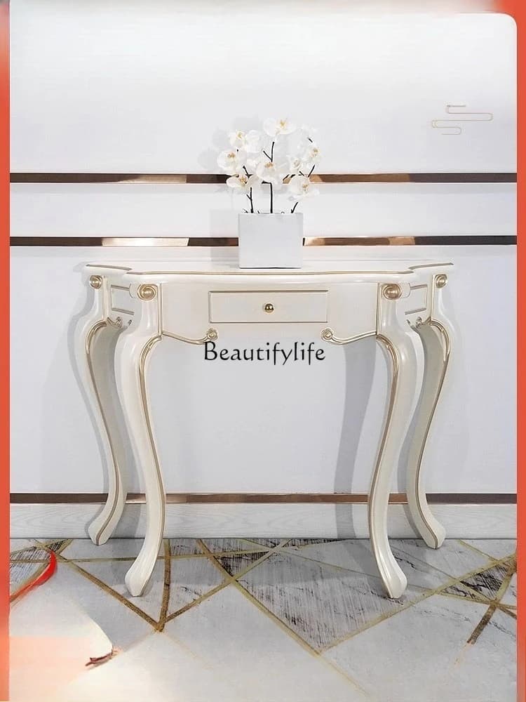 European-style entrance cabinet entry table against the wall Modern simple semicircular shrine table