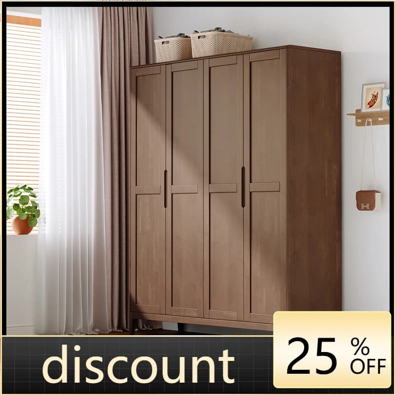 LMM Nordic solid wood wardrobe Japanese assembly storage cabinet household wardrobe