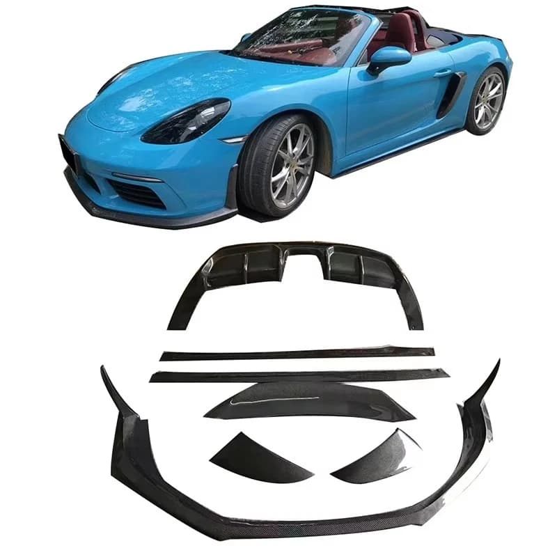 High Quality Carbon Fiber Front Lip Side Skirt Rear Diffuser Spoiler Side Dorr Trim for Porsche Cayman 718 Car Body Kit
