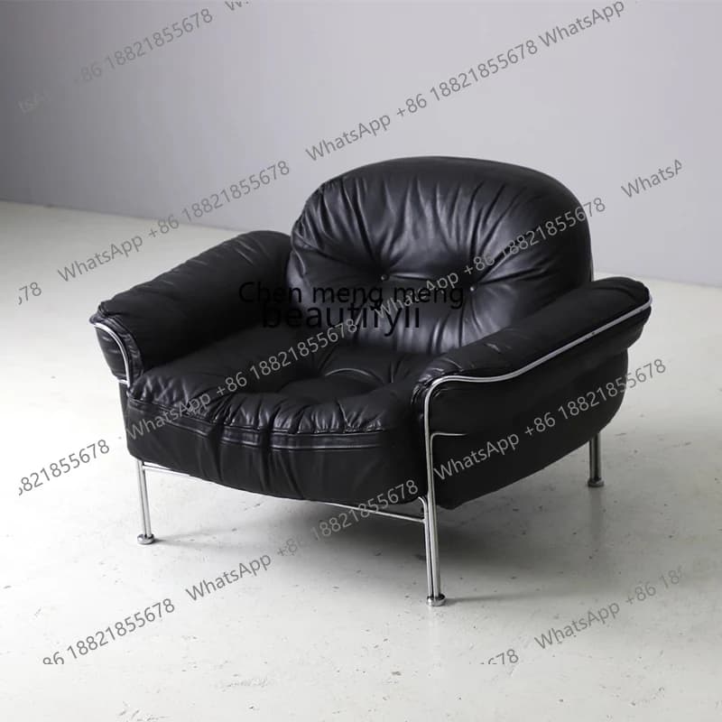 White Leather Armrest Couch Single Leisure Tiger Chair Living Room Balcony Home