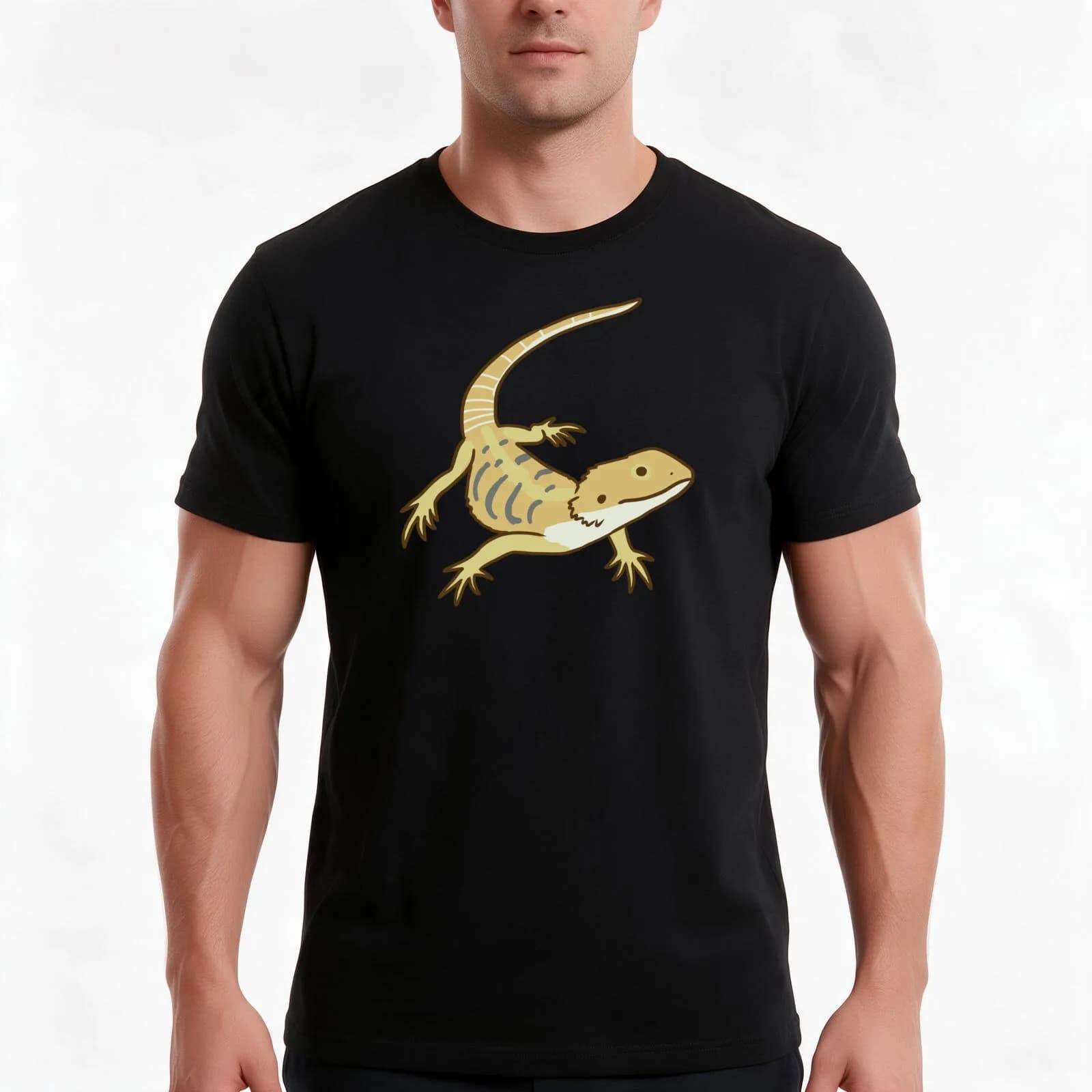 bearded dragon T-Shirt, Summer Casual Cotton Tee, Oversized Streetwear Tops, Vintage Graphic Print, Loose Fit Short Sleeve