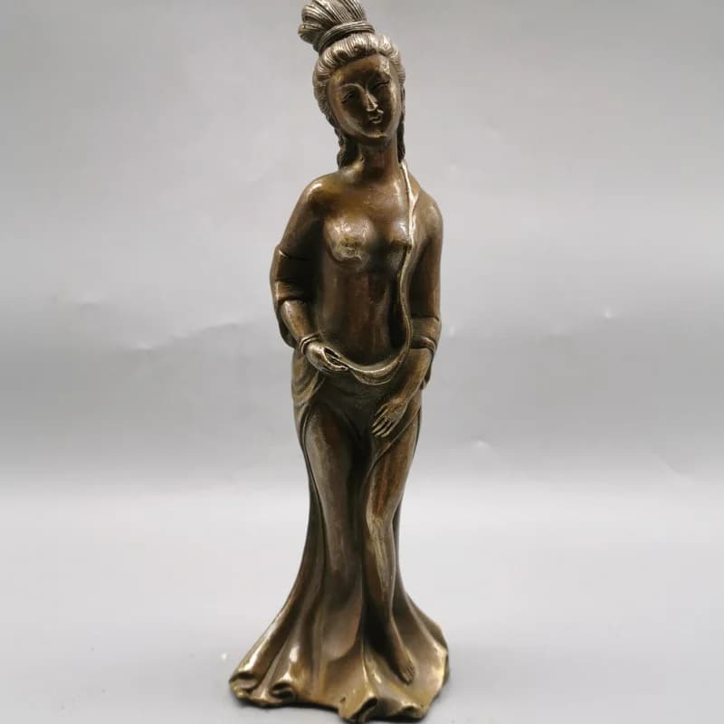 New European-style beauty statue ornament, copper craft decoration for home entrance, decorative gift