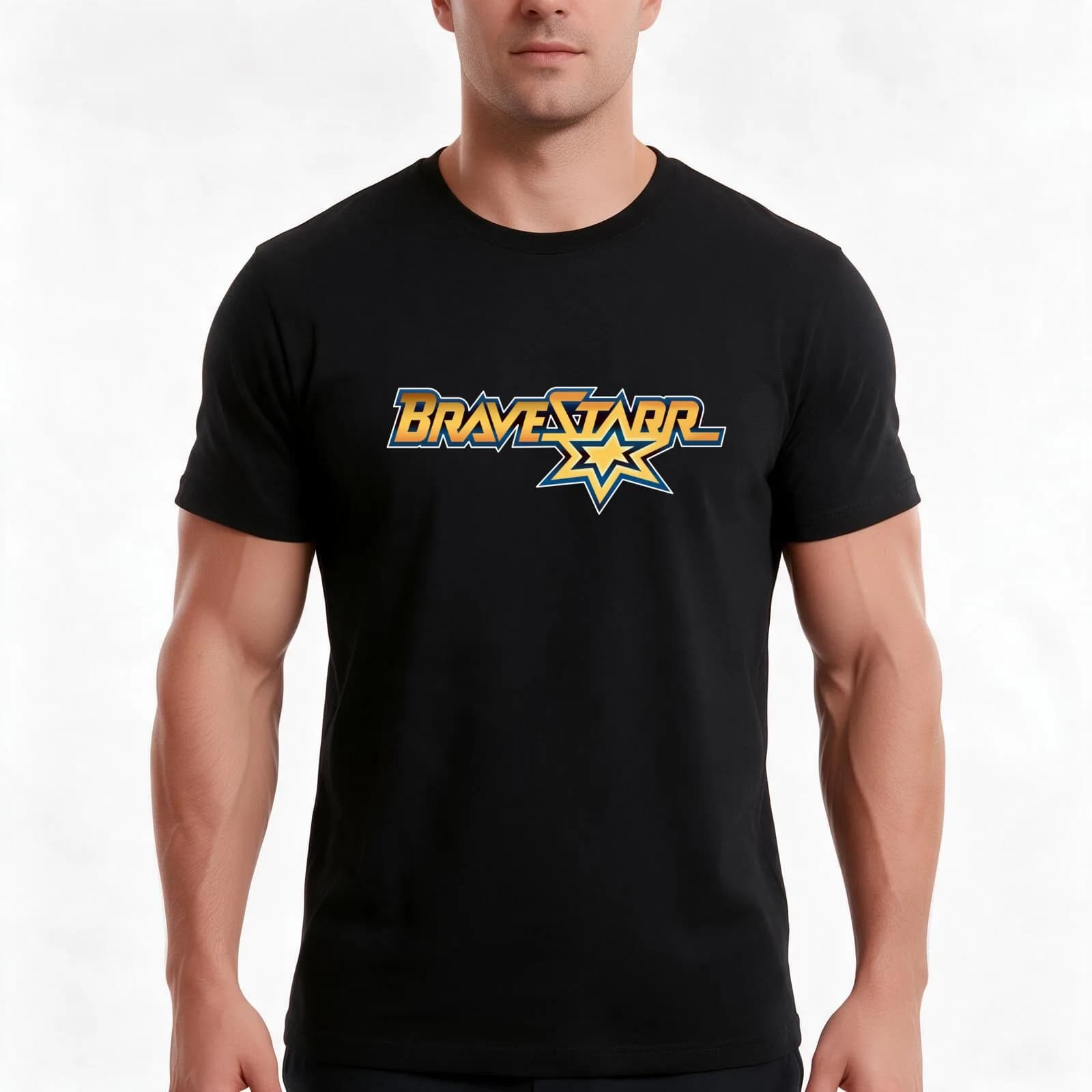 BraveStarr logo T-Shirt, Summer Casual Cotton Tee, Oversized Streetwear Tops, Vintage Graphic Print, Loose Fit Short Sleeve