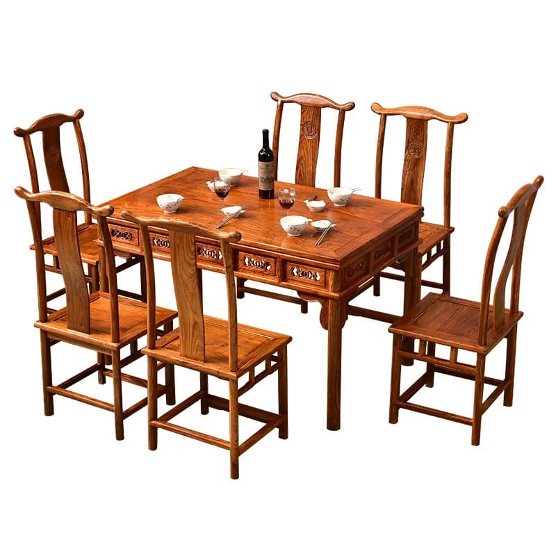 LMM solid wood dining table rectangular home small apartment dining table and chair combination, modern and minimalist