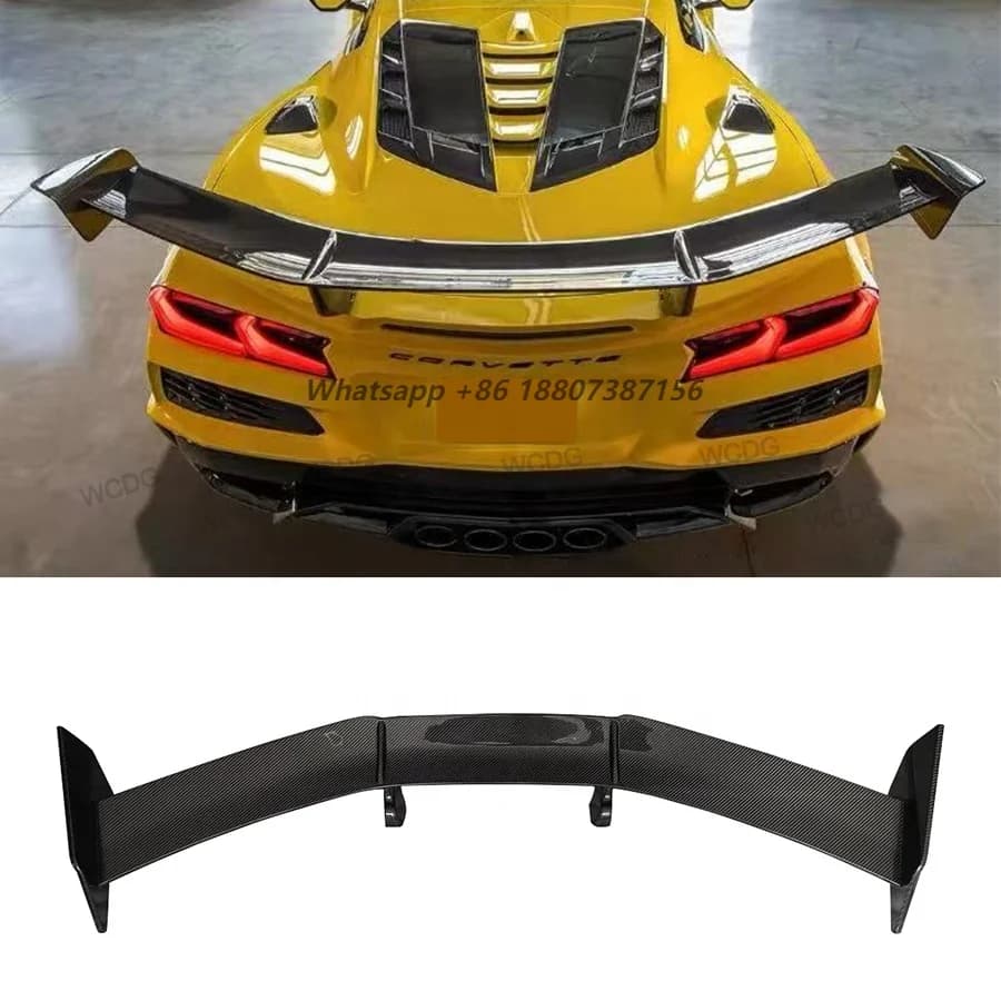 Dry Carbon Fiber Rear Wing for  Corvette C8 ZN6 Z06 2020+  ZR1 Style Rear Trunk Spoiler High Tail Wing Car Bodykit