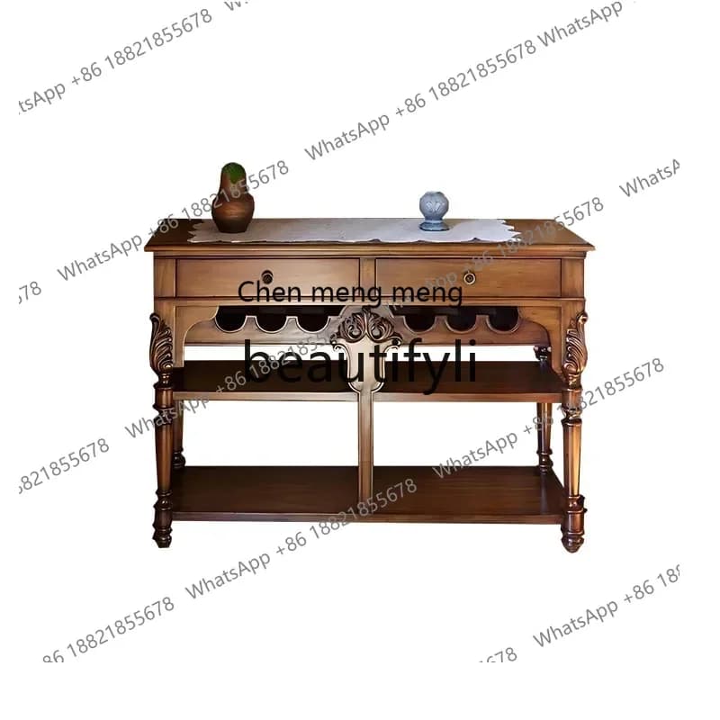 N178 G  French liht luxury hih-end solid wood dinin side cabinet wine cabinet interated American  carved dinin room side table