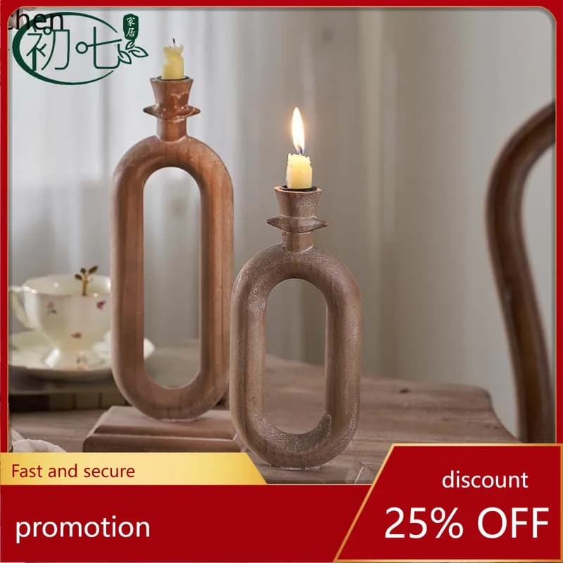 Zml candle holder store desktop decorations all solid wood b&b crafts candle holder props