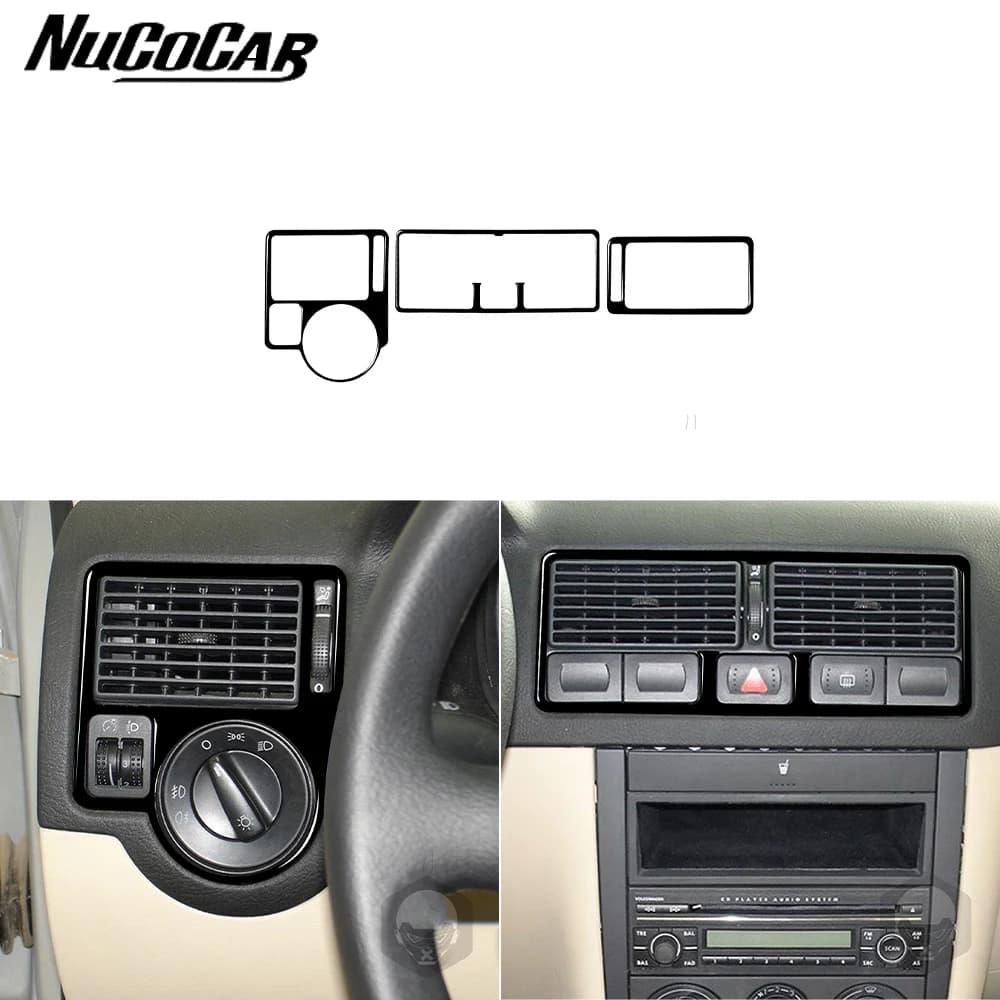 For Volkswagen Golf 4 MK4 1999-2004 Piano Black Air Conditioning Air Outlet Panel Car Interior Accessories Decorative Stickers