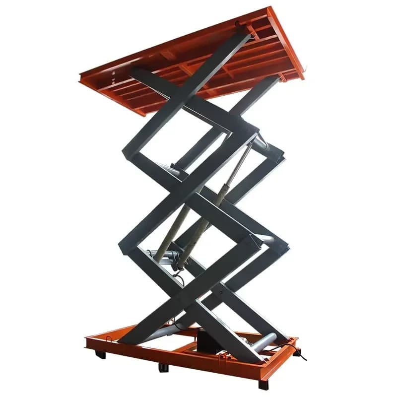 SAGA FIRST 1m-4m Warehouse Hydraulic Carbon Steel Electric Scissor Lift Table with Emergency Decline Valve and Multi-Voltage
