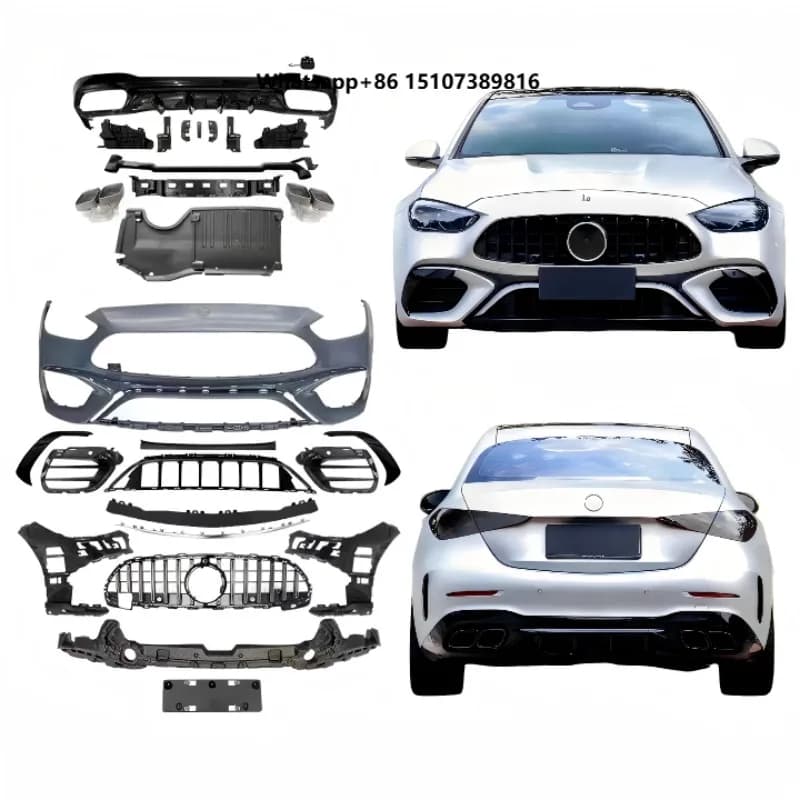 For W205 C-class Plastic Body Kit New Red Front and Rear Bumper