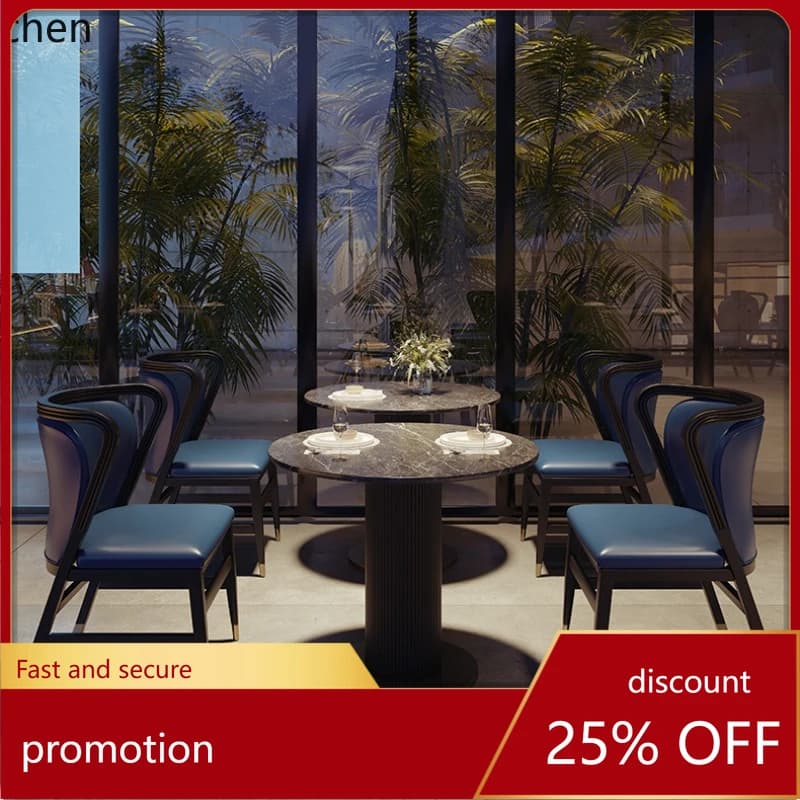 YFY Western Restaurant Dining Store Solid Wood Table and Chair Combination Marble Dining Table