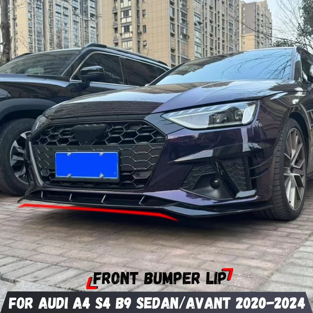 For Audi A4 S4 B9 Sedan / Avant 2020 2021 2022 2023 2024 Car Front Bumper Lip Spoiler Splitter Diffuser Bodykits Tuning Apron