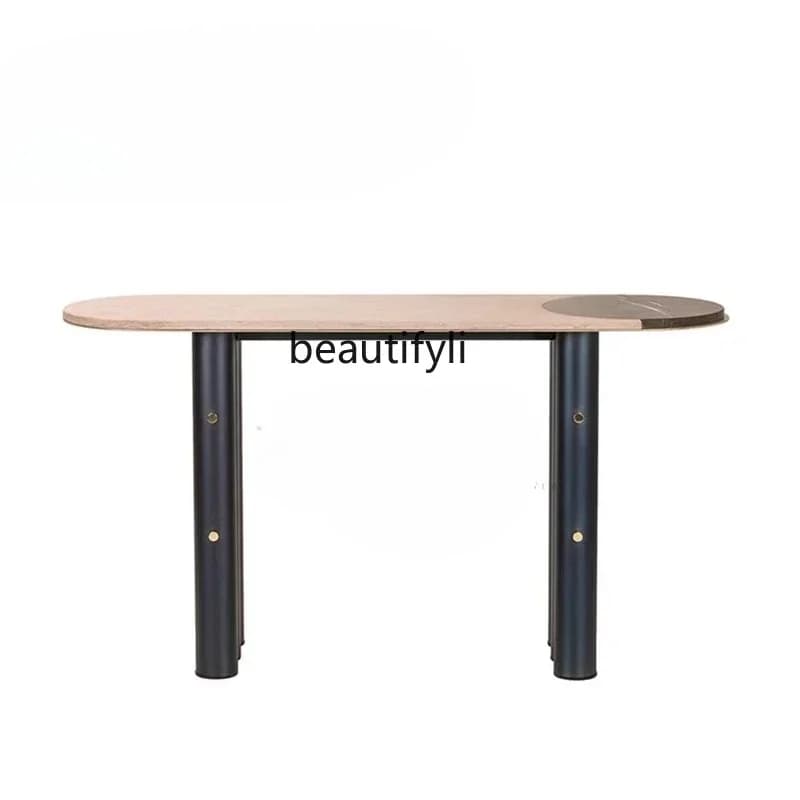 54Italian light luxury marble entrance table modern designer model house entry door creative end view tableSSS