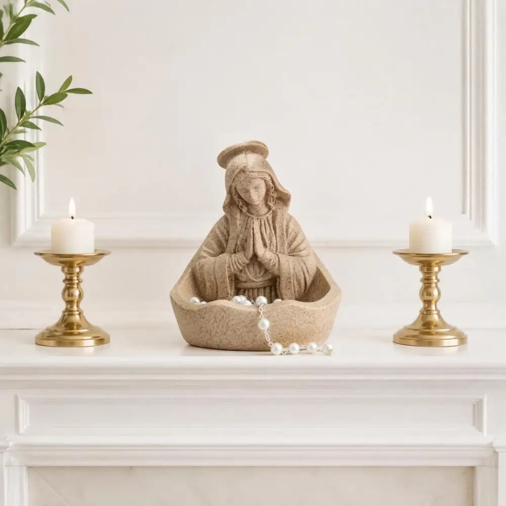 Rosary Holder for Prayer Lady of Grace Statue Mary Rosary Holder Blessed Mother Figurine Catholic Home Decor for Women for Women
