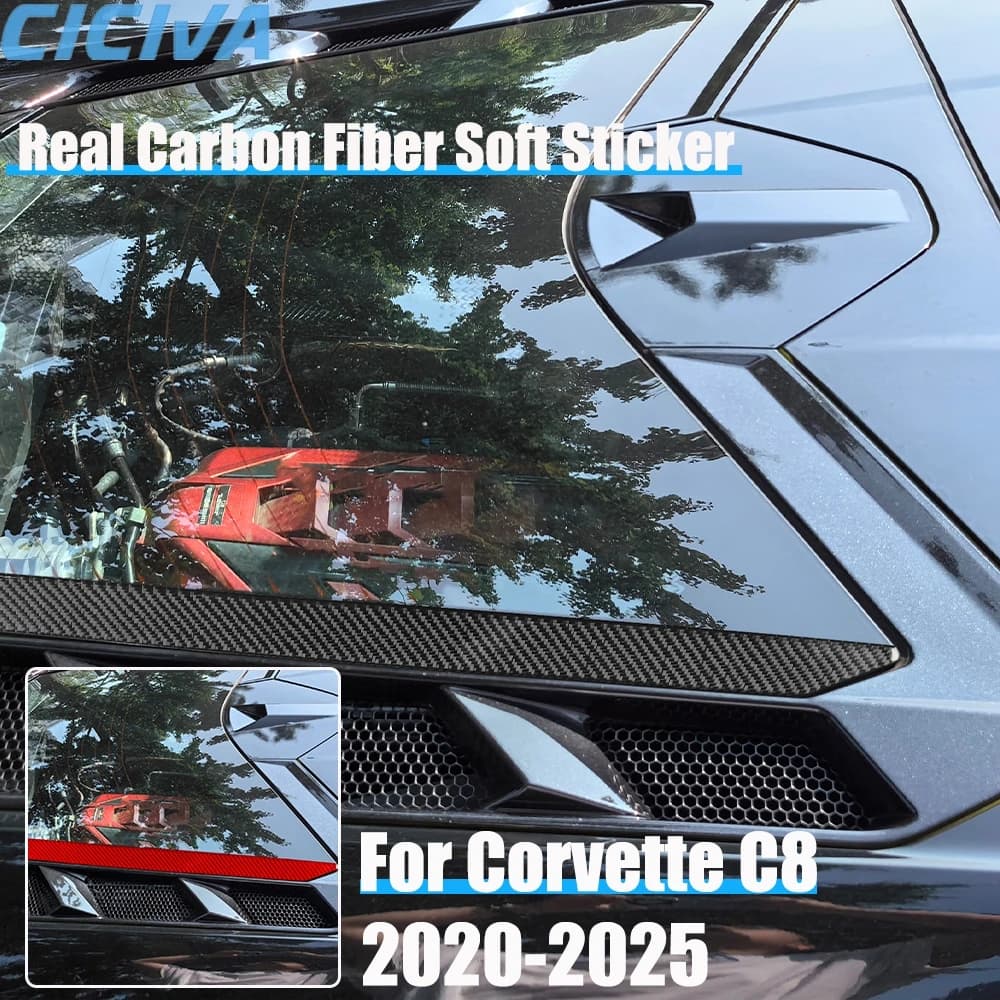 Real Carbon Fiber Car Accessories Rear Windshield Cover Soft Sticker For Chevrolet Corvette C8 2020 2021 2022 2023 2024 2025