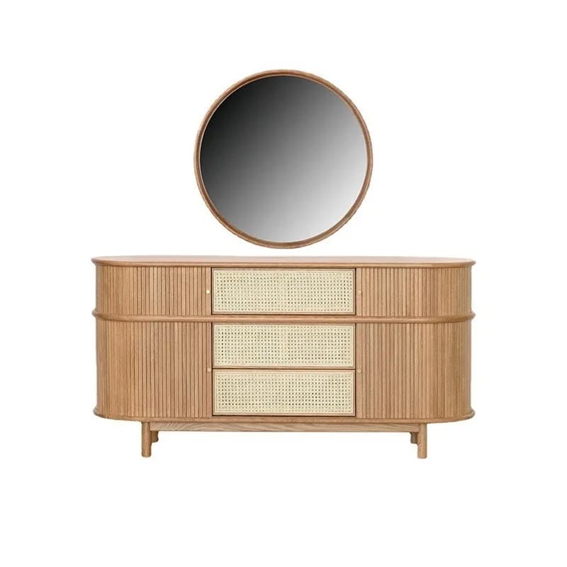 Yjq solid wood rattan small apartment household retro roller shutter porch dining side cabinet bed and breakfast drawer locker