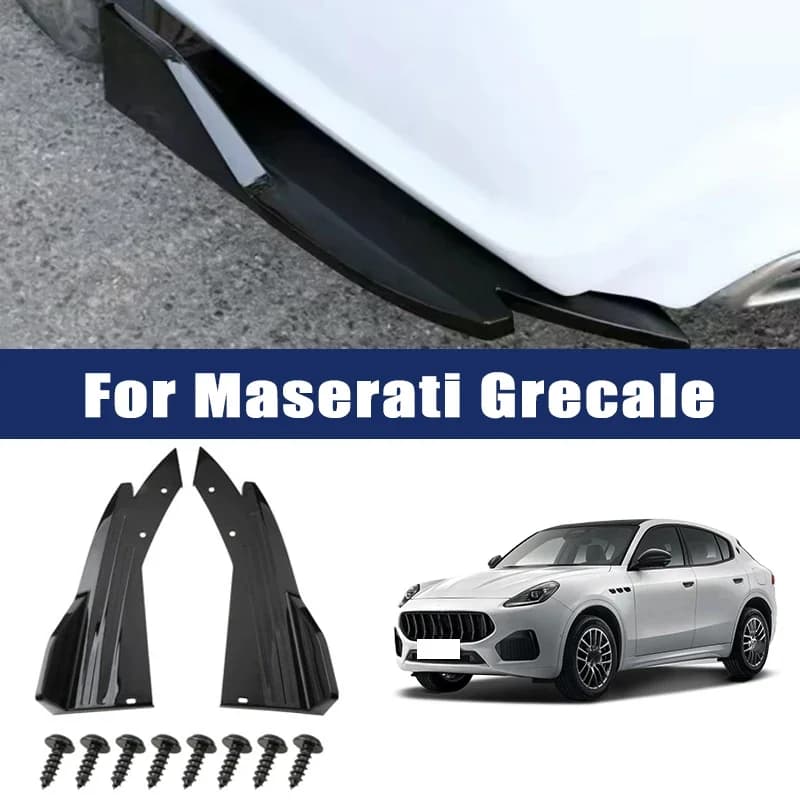 2pcs Car Rear Bumper Spoiler Lip Carbon Fiber Wing Trim Anti-crash Diffuser Side Skirt Wrap Angle Splitter For Maserati Grecale