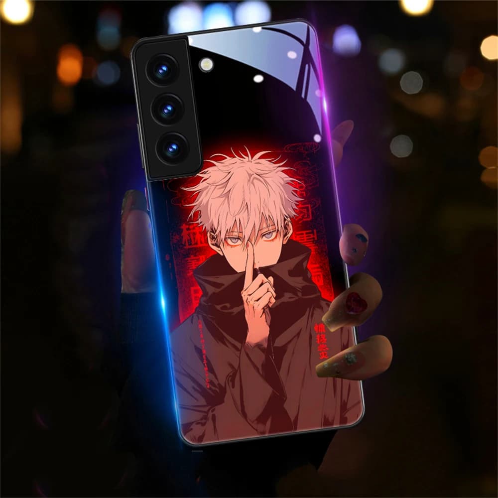 Japanese Anime Jujutsu Sound Control LED Flash Cases For Samsung S26 S25 S24 S23 S22 S21 S20 FE Plus Ultra Luminous Cover