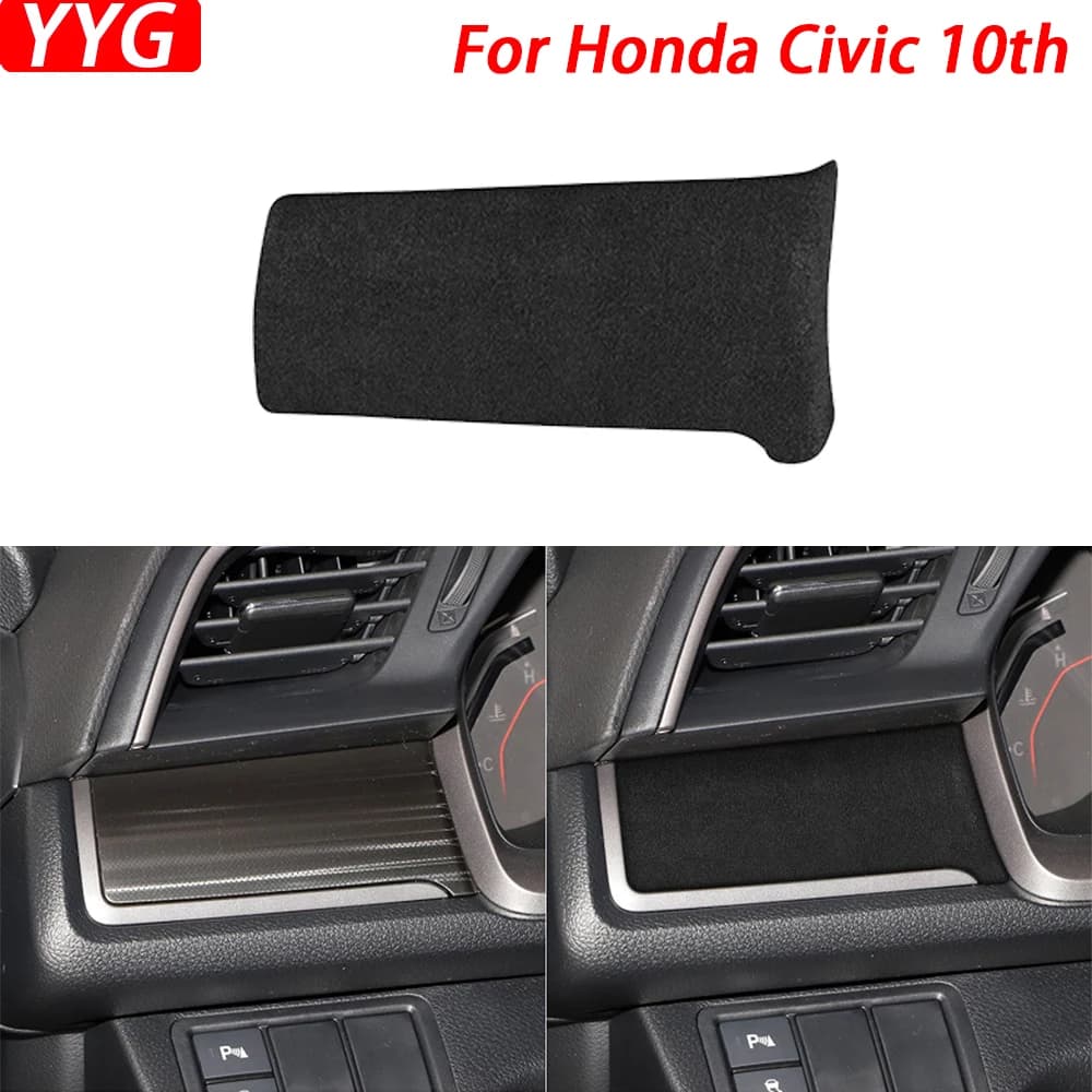 For Honda Civic 10th 2016-2020 Black Suede Dashboard Left Side Panel Trim Cover Car Interior Decoration Modification Accessories